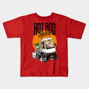 Hot rod Shiba (classic white) Kids T-Shirt